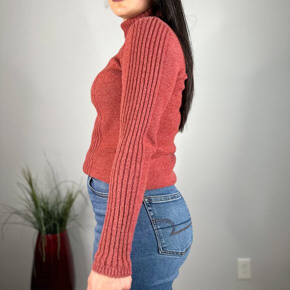 Sundance Burnt Orange Red Ribbed Turtleneck Sweater - Picture 5 of 8